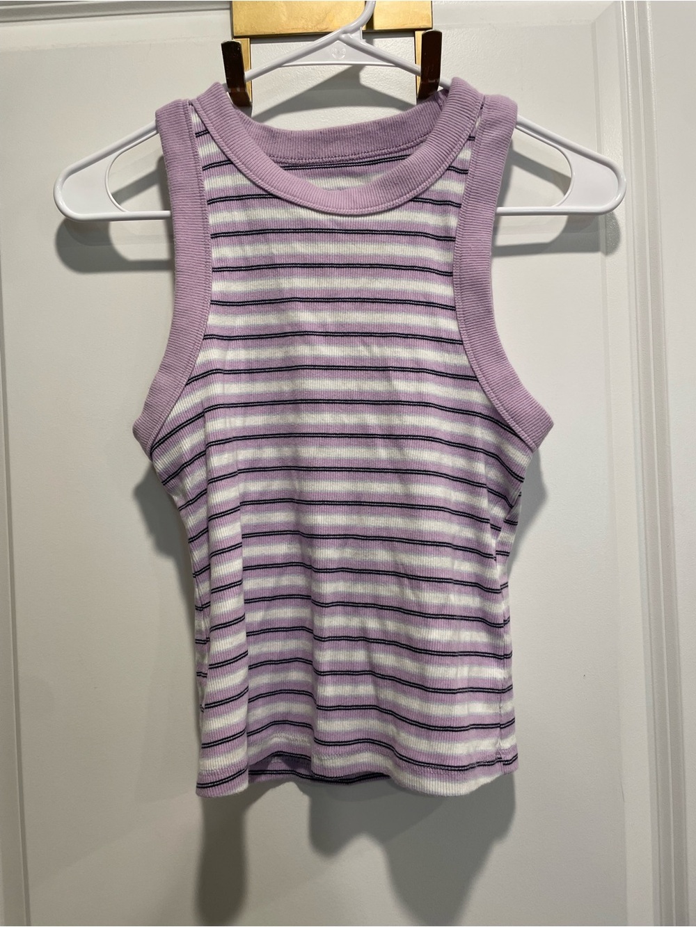 Old Navy Lavender and White Striped Rib Tank